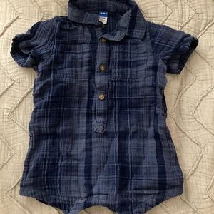 Old Navy Blue plaid romper NWOT